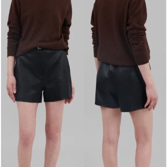 Frankie Shop Cassie Faux Leather High Waisted Mini Shorts...
